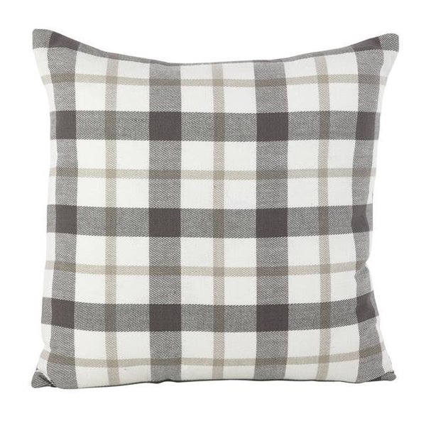 Saro Lifestyle SARO 8050P.GY20S 20 in. Square Classic Plaid Pattern Cotton Down Filled Throw Pillow  Grey 8050P.GY20S